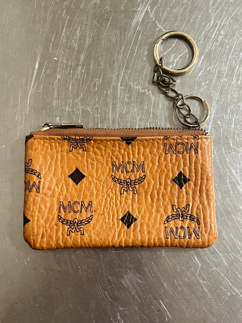 MCM Key Pouch in Monogram Cognac Visetos Purse Wallet